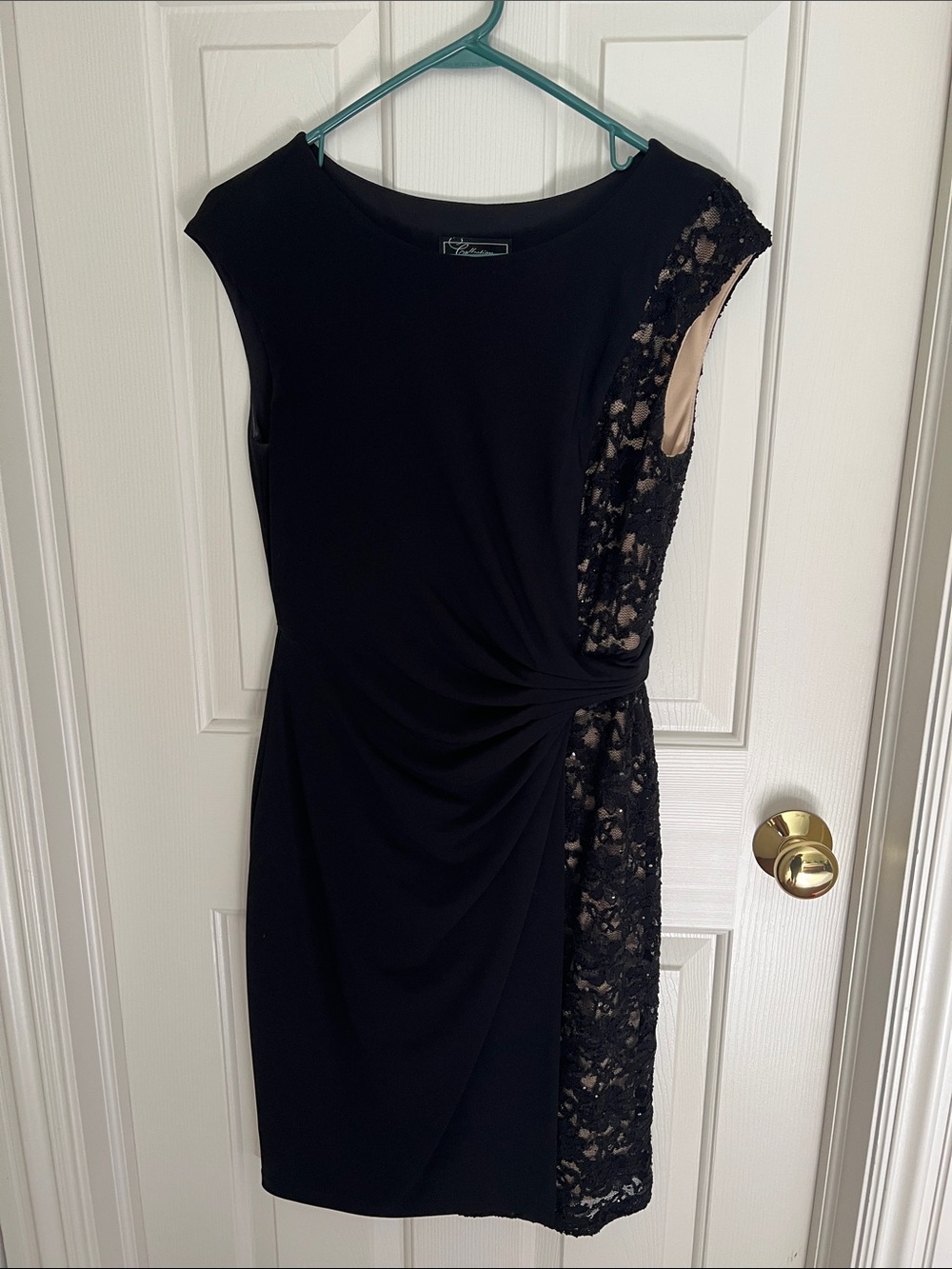dressbarn Black Lace-Accent Midi Sheath Dress